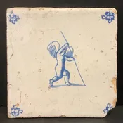 Antique Dutch Tile with Cherub — Wells Antique Tile & Pottery
