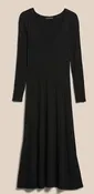 Banana Republic • Ribbed V-Neck Sweater Dress midi knit black cozy flare a-line