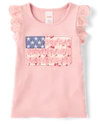 Girls Applique Embroidered Americana Top - Nantucket Charm - Red