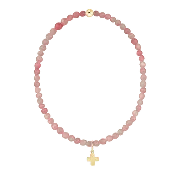 Enewton Classic 3mm Bracelet - Pink Opal with Signature Cross Gold Charm