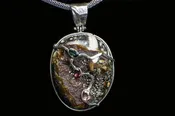 Alena Zena Simbercite with Pyrite Cubes Pendant, Item# AZ-398