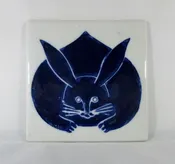 SALE - Vintage handmade Moon Rabitt - Usagi ceramic tiles