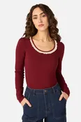 Ada Long Sleeve Lace Trim Top
