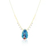14k and Silver Mosaic Barrel Chain Diamond Necklace