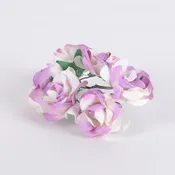 12 Paper Flowers Ivory w. Purple Paper Flowers (6x12)