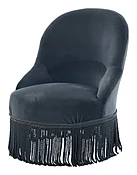 Antique Blue Velvet Slipper Chair