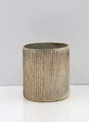 5 ¼in Ribbed Rust & Silver Glass Cylinder