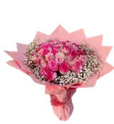 36 wrapped Pink premium roses