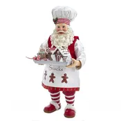 11" Fabriche Gingerbread Chef Santa Table Piece, FA0104