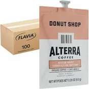Alterra Freshpack Donut Shop Coffee Compatible with Flavia Aroma, Flavia Barista, FLAVIA Creation 600, Flavia Creation 500, Flavia Creation 200, Flavia Creation 150, Flavia Creation 300 - Medium - Freshpack - Donut Shop Blend - 100 / Carton