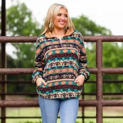 Abstract Print Sherpa with Pockets