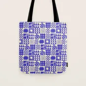 Abstract blue tropical mosaic art pattern Tote Bag
