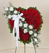 ALWAYS REMEMBER FLORAL HEART TRIBUTE - RED WITH W