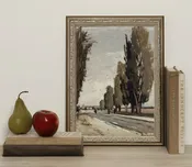 European Tree Lane 5x7 Petite Painting - Vintage Scenic Art — Riverside Franklin