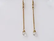 Delicate Drop Earrings w/ Moonstone & Seed Pearl — Lexaco