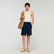 Elastic waist linen shorts