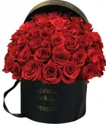 50 ROSES IN A HAT BOX