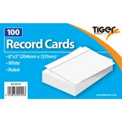 100 Sheets 8\”X5\” Record Cards Ruled