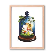 8 x 10 Terrarium Cat Art Print - Reading Cat