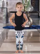 Blue-Eyed Tiger Print - Girls' Athleisure Leggings