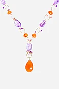 Carnelian Pink Amethyst Link Necklace