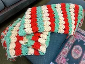 Vintage Handmade Crochet Blanket - Citrus Color Scheme, 56"x60"