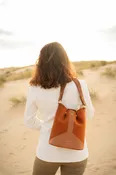 Ami Drawstring Tote in Honey Brown