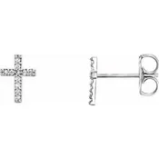 14K Gold and Diamond Cross Earrings