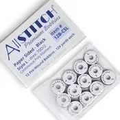 12 Bobbins - AllStitch Cardboard Sided Machine Embroidery Bobbins Style L - Black