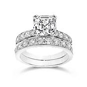 Asscher Cut 2.5 Carat, 14K Wedding Ring Set