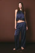 dusty blue satin pants