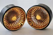 1/24 - 1/18 SUPER SPOKES OCTO CAP K/O LOWRIDER SPOKED Rim & ULTRA LOW PRO Tire Set GOLD