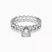 Aysmmetric Solitaire Engagement Ring in Platinum with Diamonds | Bixlers®
