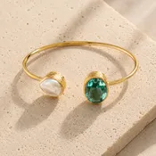 CORE | GEMSTONE BANGLE BRACELET- GOLD FINISH