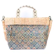 087 Cork Tote with Woven Handles