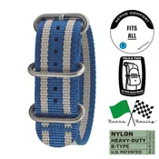 Bertucci Retro Racing Monza Blue with Capprili Stone Stripes Nylon Strap 22mm Ref. 347