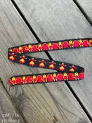 100% Cotton Vintage Embroidered Trim - Black, Red, Yellow Girl in Dress Trim - Sold by the Half Yard