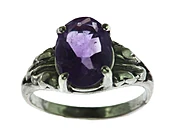 Amethyst Natural Genuine Gemstone Sterling Silver Ring RSS,347