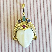 18K GOLD Goddess Pendant with Ruby, Emerald and Tanzanite