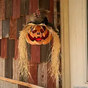 11 3/4" x 27 1/2" Hanging Pumpkin Head Plastic Halloween Decoration | 1ct