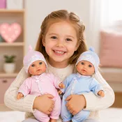 12.5" Twin Nonis Doll Set - Boy & Girl - Soft-Body Dolls with Accessories | Realistic Twins Playset