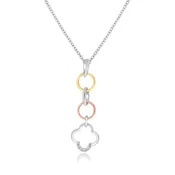 0.03 ct. Diamond 14K Three Tone Gold Link Pendant