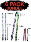(2) Mystical Spiral Glitter Wands (2) Jumbo Spiral Glitter Wands and (2) Mini Spiral Glitter Wands