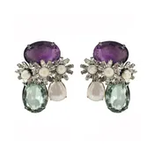 Amethyst and Pearl Flower Drops (ED3F-20A)