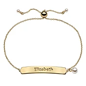 14K Gold over Sterling Adjustable Name Plaque Bracelet with Pearl