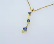 14k Yellow 3 Stone Blue Graduated Pendant