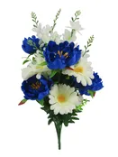 #043813BLW – 26″ Peony Daisy Bush x24 {Blue/White}