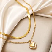 18K Stainless Steel Tarnish Free Heart Necklace