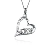 Alpha Kappa Psi Lavalier -  Heart  Silver with 18" Silver Chain (P003)