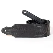 Handmade Black Embossed Leather Guitar Strap